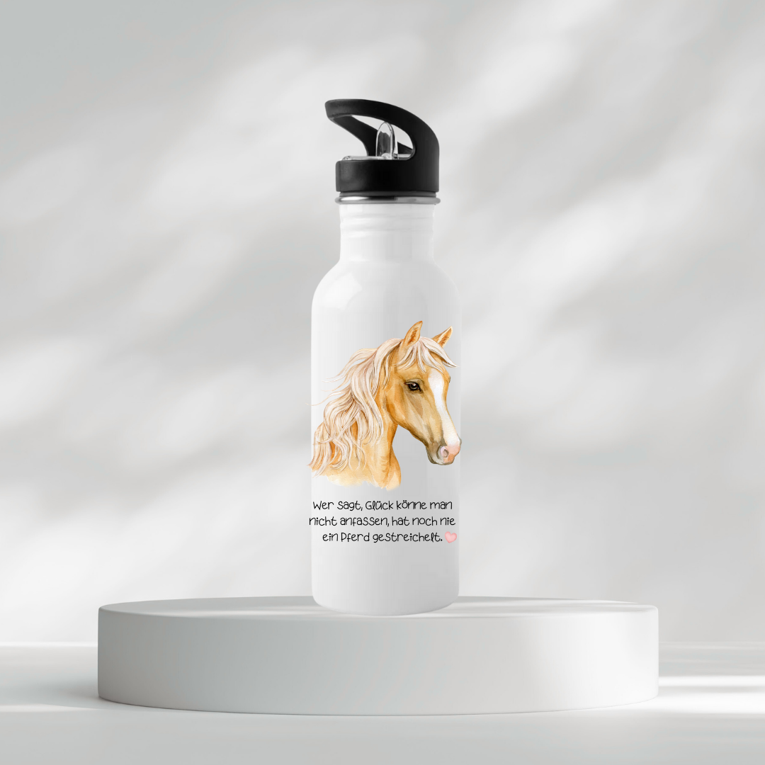Thermoflasche - Wer glaubt Glück könne man nicht anfassen, hat noch nie ein Pferd gestreichelt
