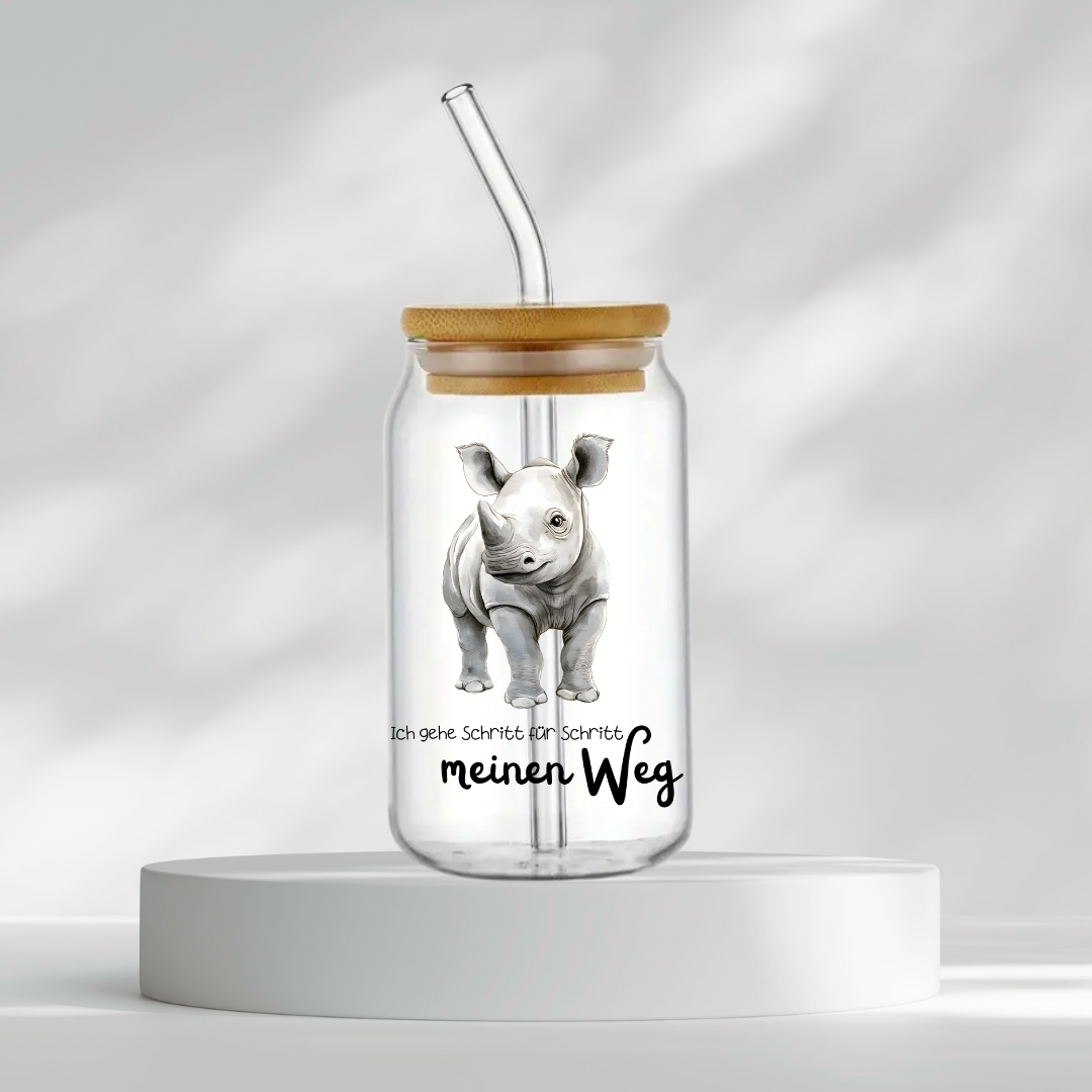 Trinkglas "Ich gehe Schritt für Schritt meinen Weg"