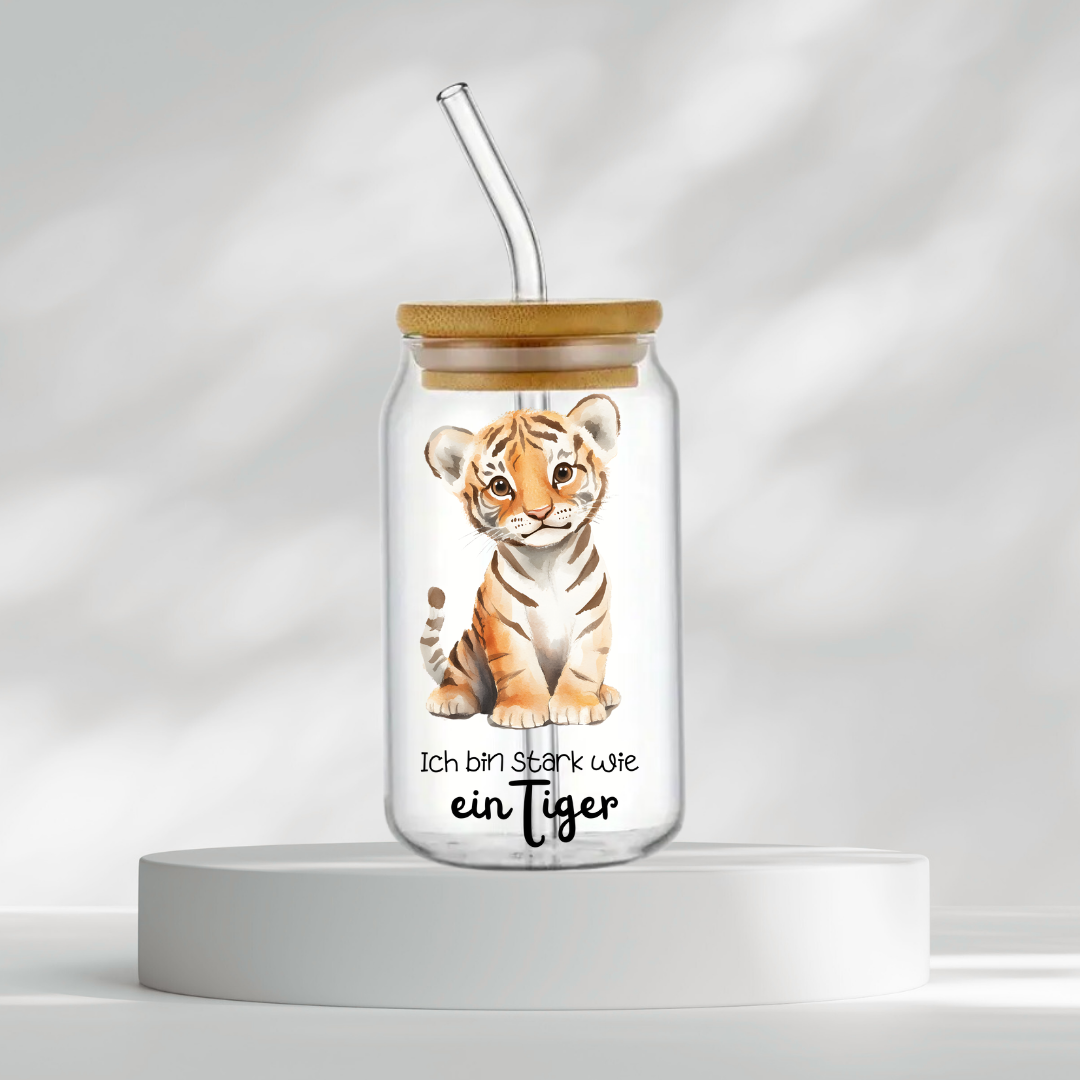 Trinkglas "Ich bin stark wie ein Tiger"
