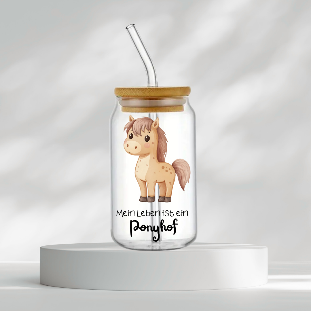 Trinkglas "Mein Leben ist ein Ponyhof"
