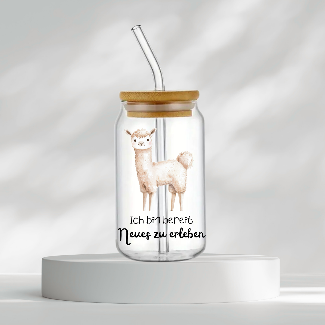 Trinkglas "Ich bin bereit, Neues zu erleben"
