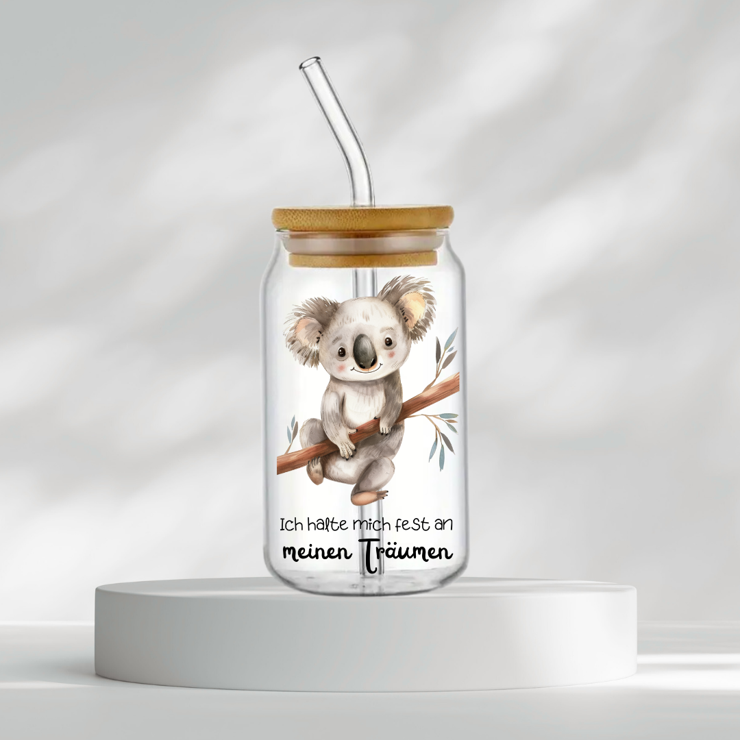 Trinkglas "Ich halte mich fest an meinen Träumen"