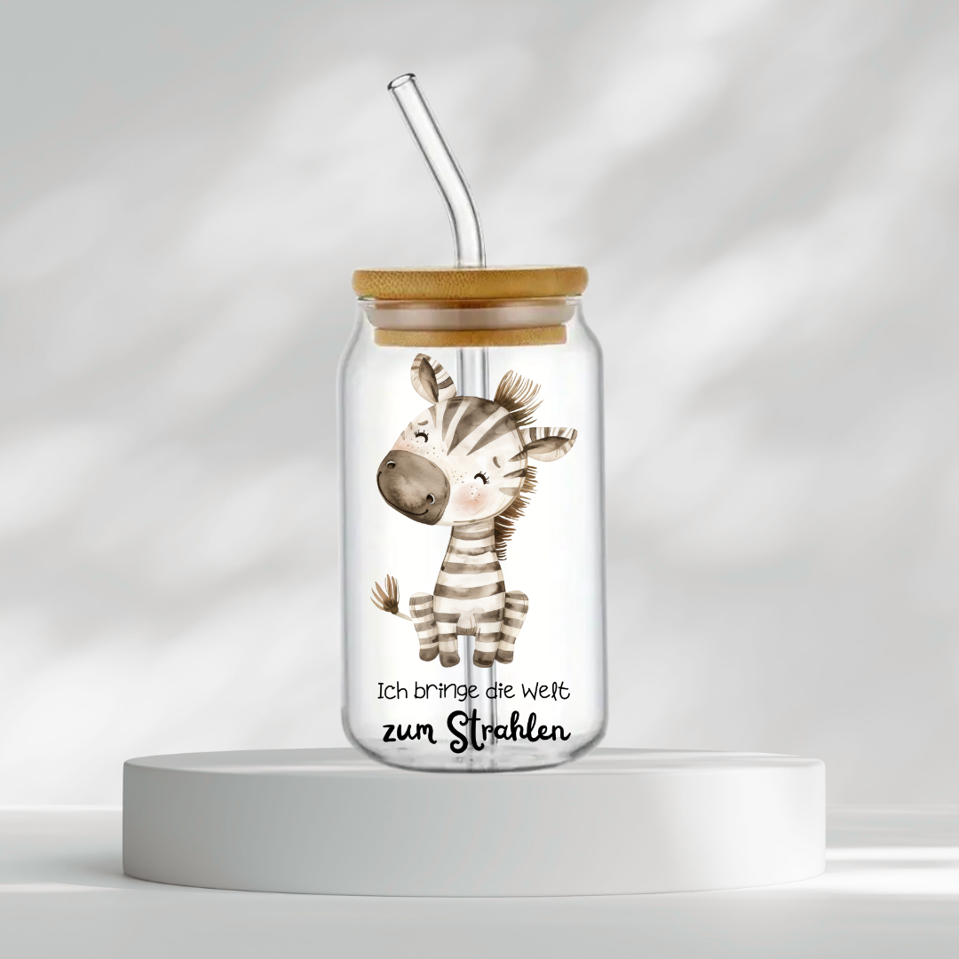 Trinkglas "Ich bringe die Welt zum Strahlen"