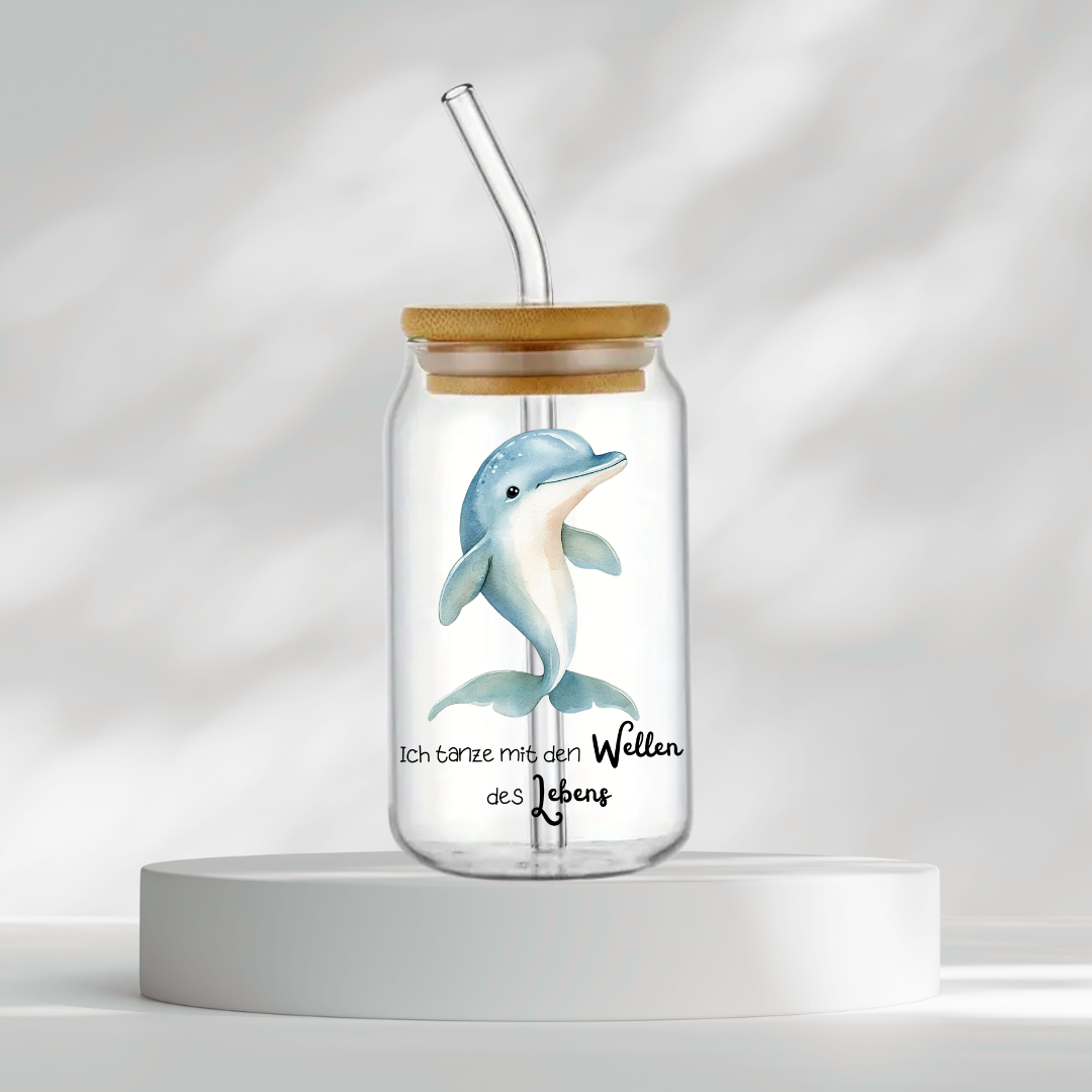 Trinkglas "Ich tanze mit den Wellen des Lebens"