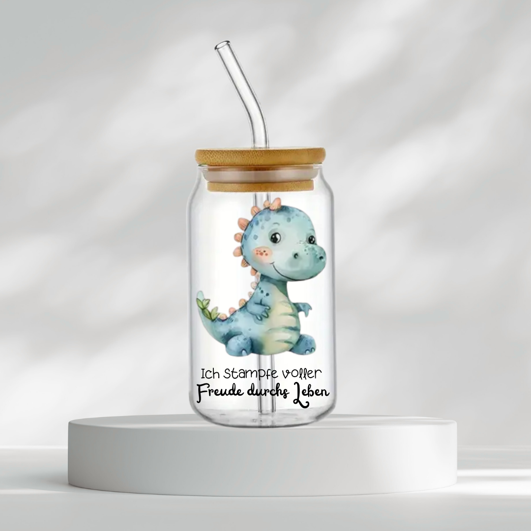Trinkglas "Ich stampfe mit voller Freude durchs Leben"