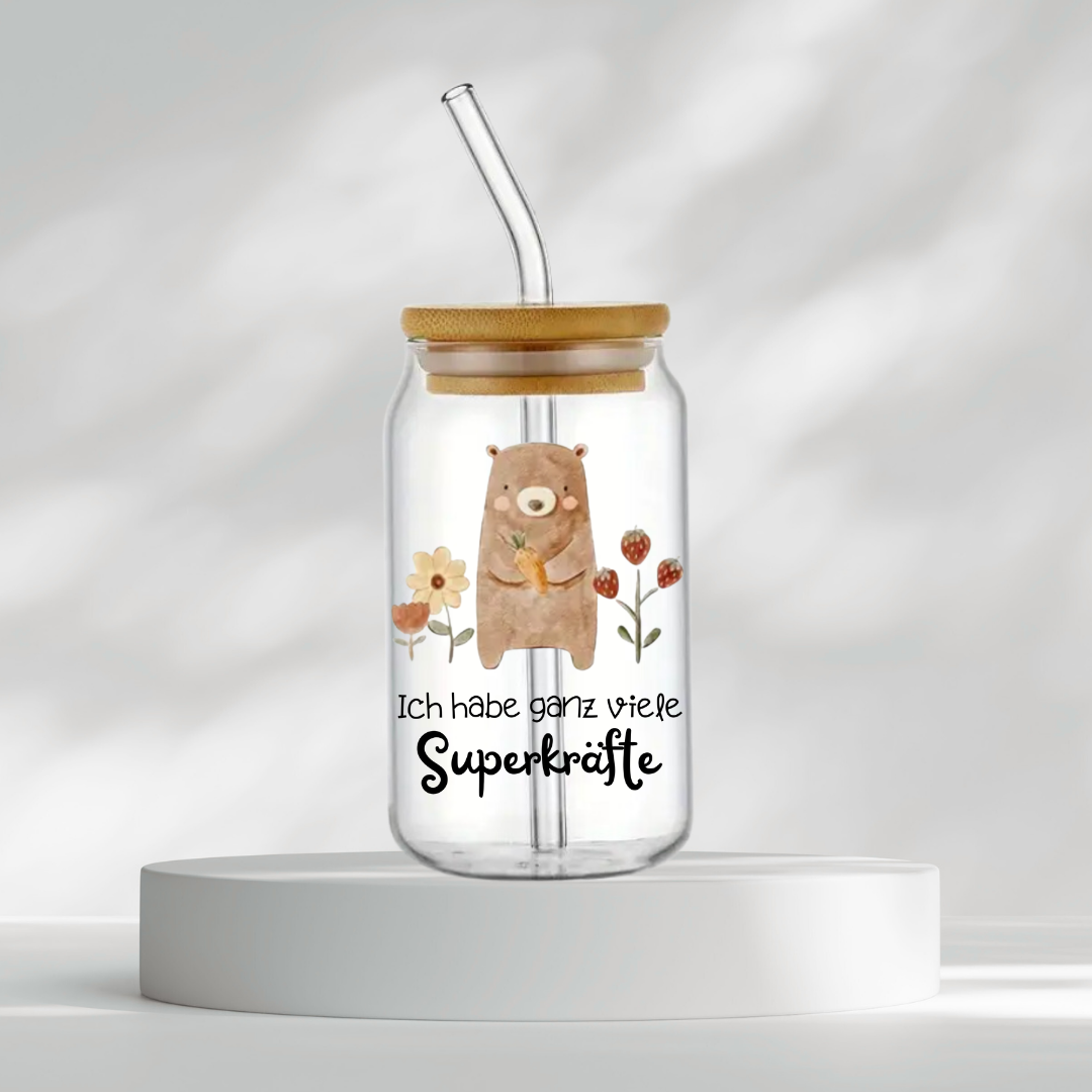 Trinkglas "Ich habe ganz viele Superkräfte"
