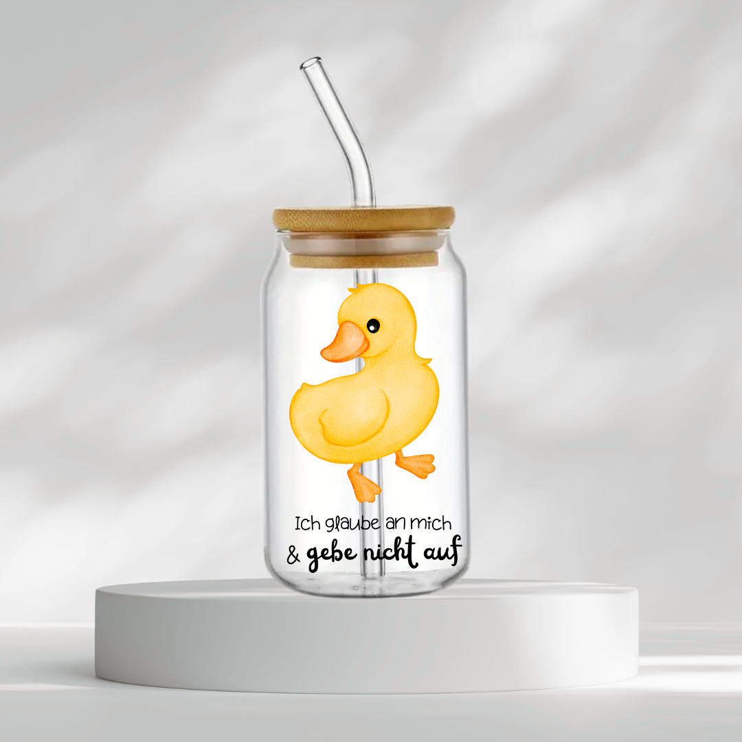 Trinkglas "Ich glaube an mich & gebe nicht auf"