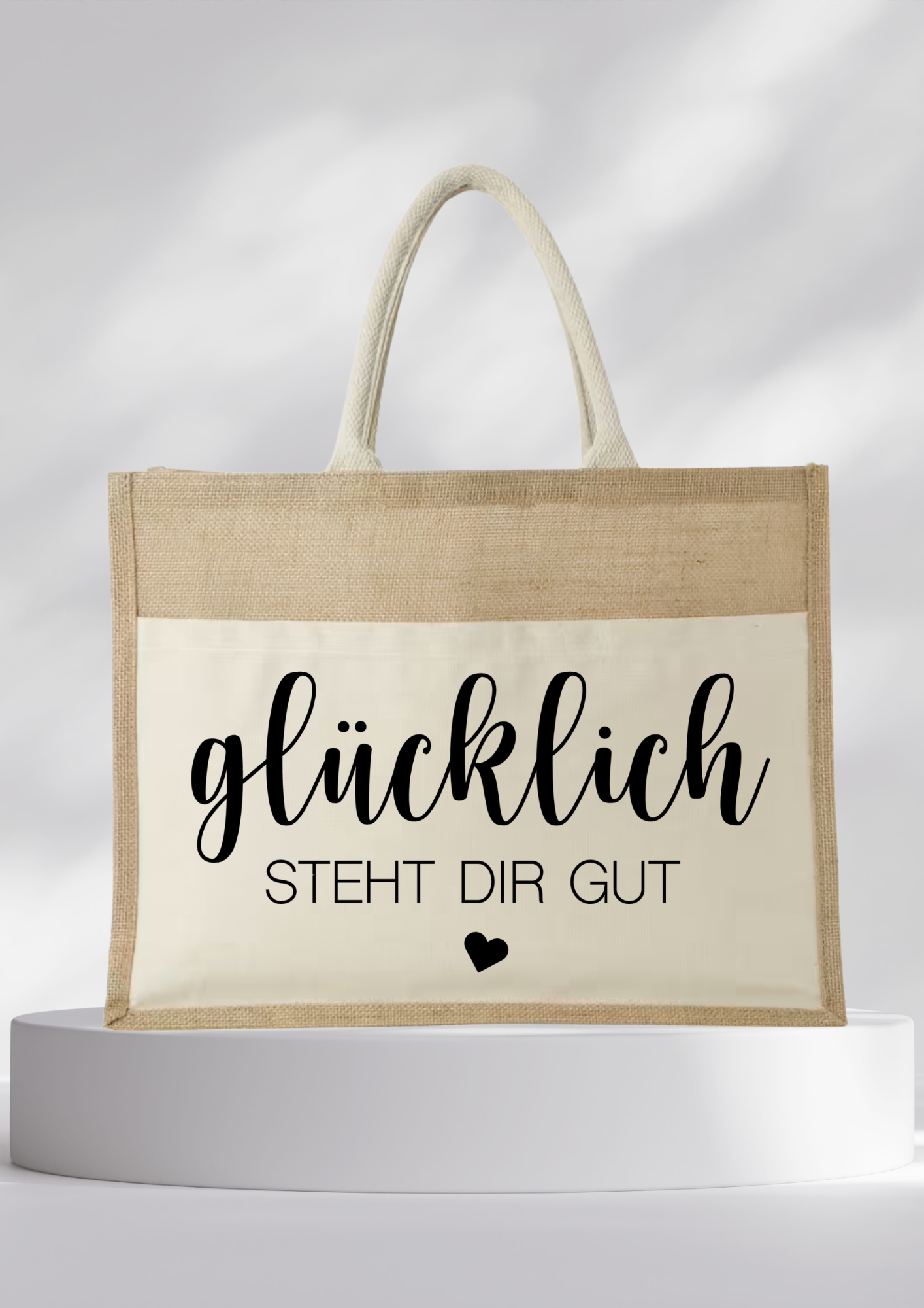 Jutetasche - glücklich steht dir gut