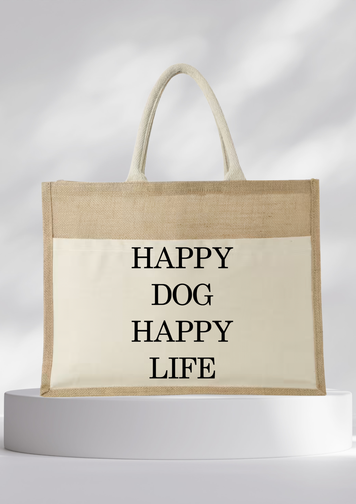 Jutetasche- HAPPY DOG HAPPY LIFE