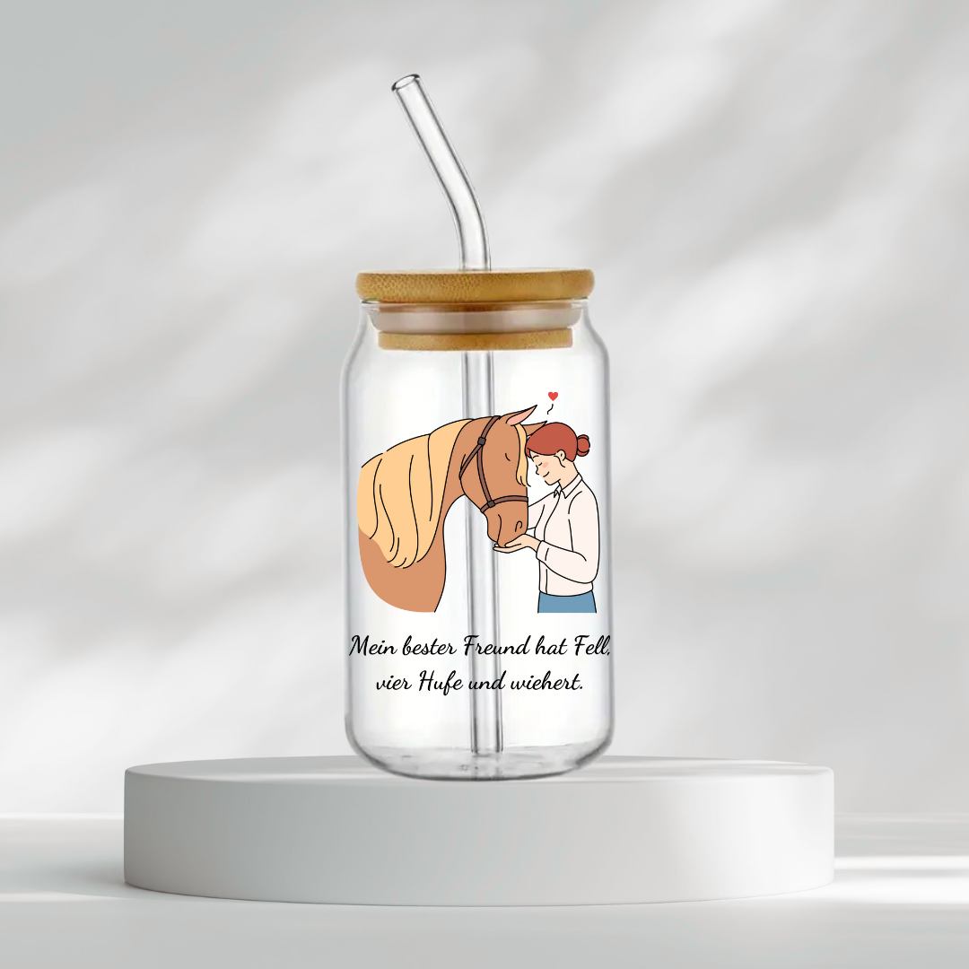 Trinkglas "Mein bester Freund hat Fell, vier Hufe und wiehert"