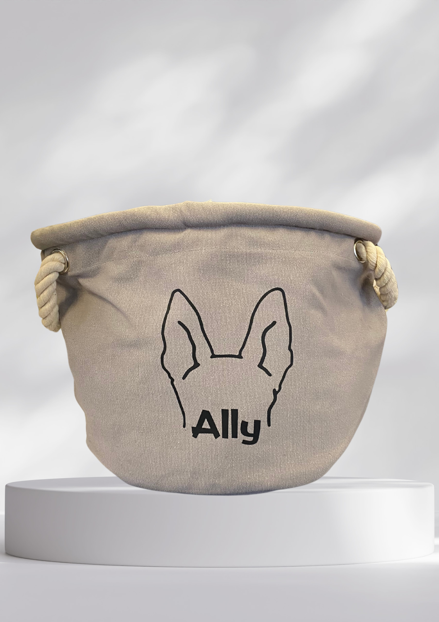 Spielkorb Hunde - Silhouette Hundekopf + Name