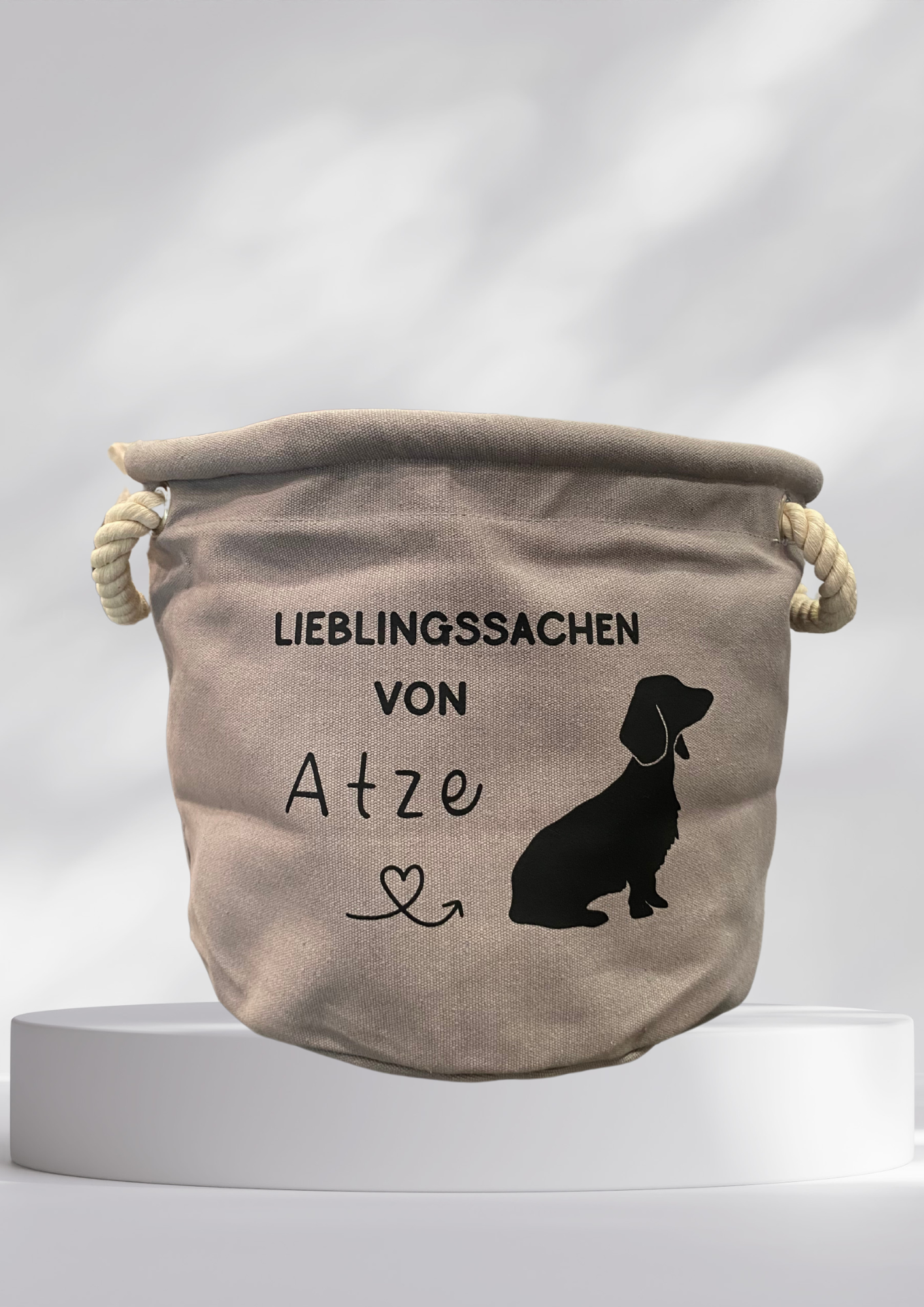 Spielkorb Hunde - "Lieblingssachen von .. " Silhouette + Name