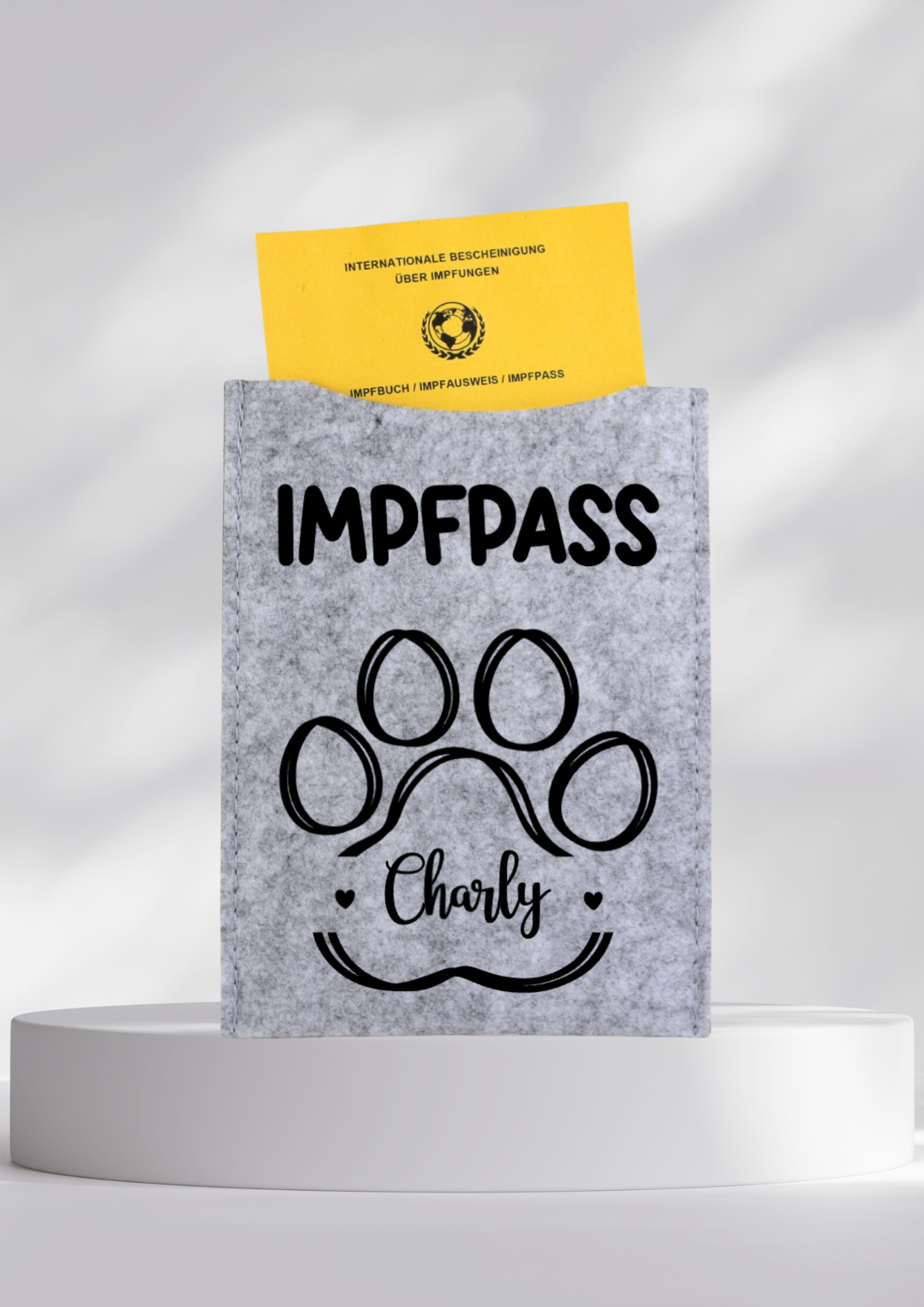 Impfpasshülle für Hunde -Pfote mit Name-