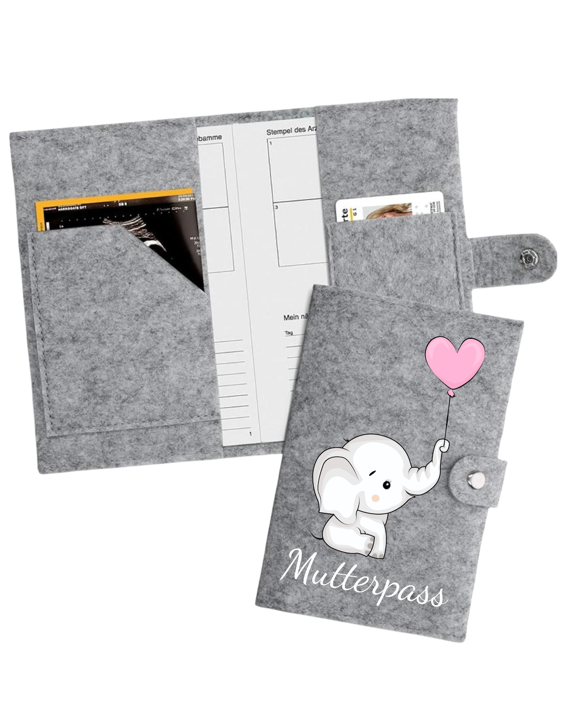 Mutter-Kind-Pass Hülle - Elefant mit rosa Luftballon