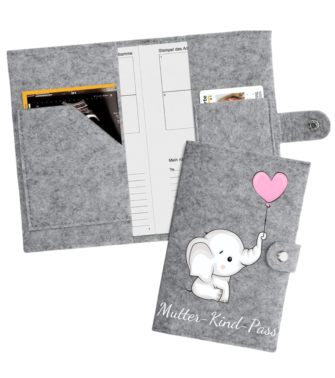 Mutter-Kind-Pass Hülle - Elefant mit rosa Luftballon