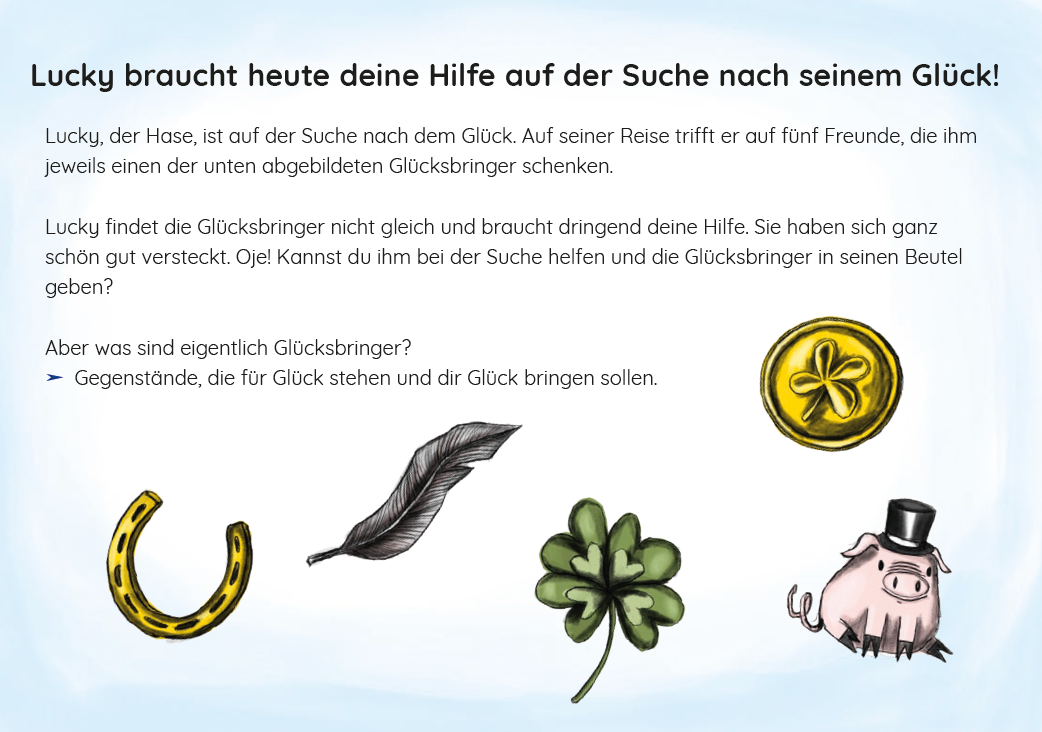 Hase Lucky auf der Suche nach dem Glück