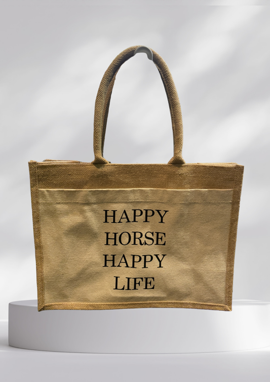 Jutetasche- HAPPY HORSE HAPPY LIFE