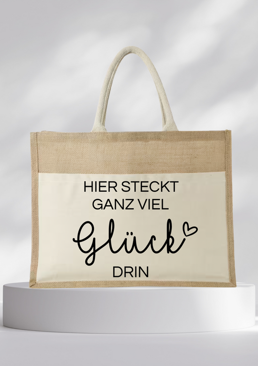 Jutetasche-Hier steckt ganz viel Glück drin