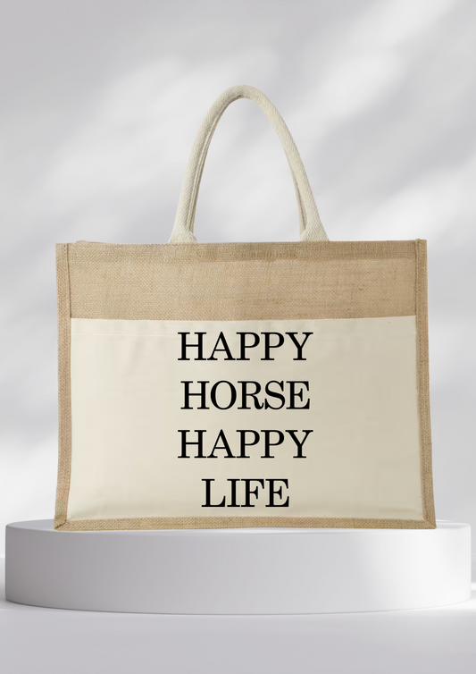 Jutetasche- HAPPY HORSE HAPPY LIFE