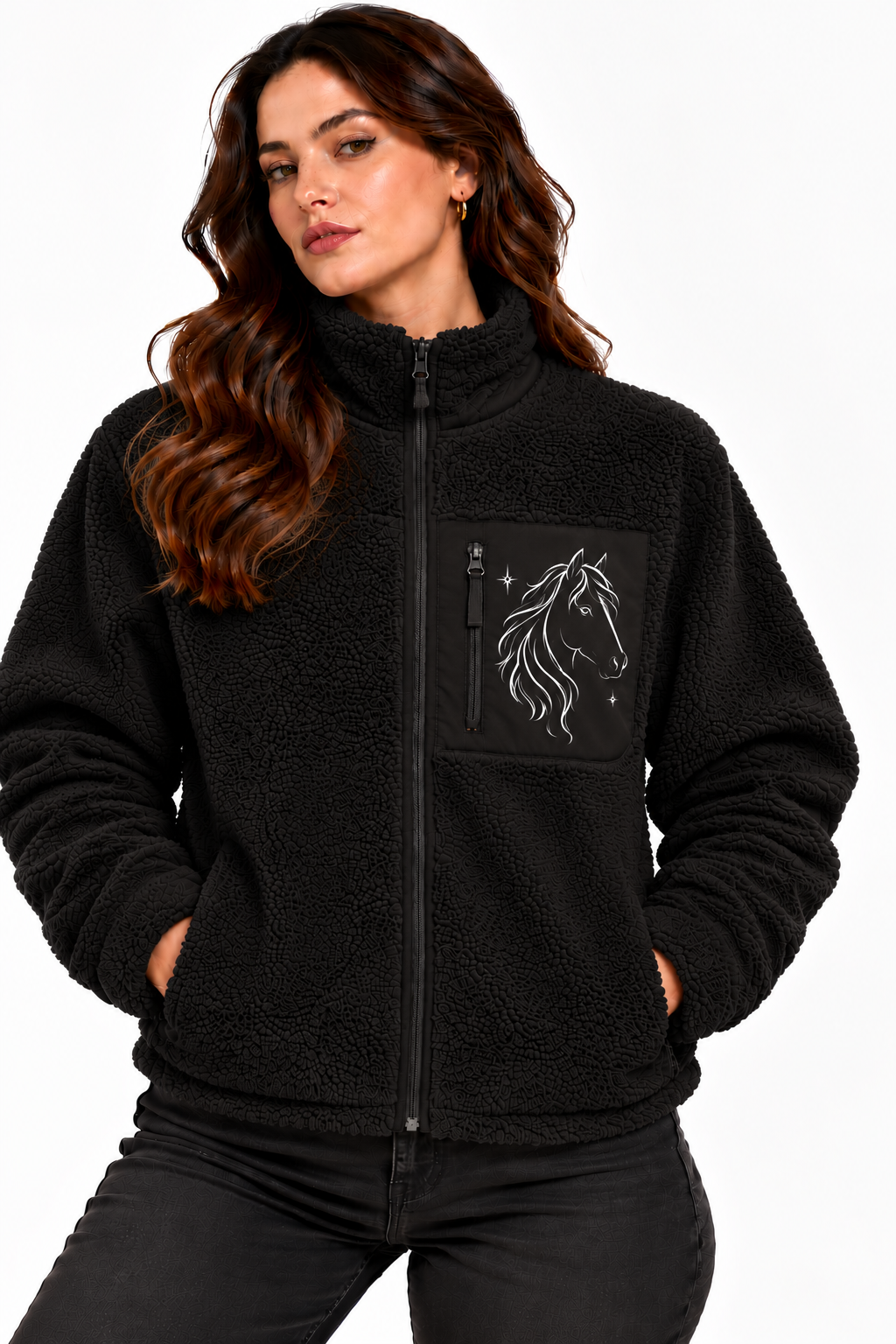 Teddy Sherpajacke "Pferdemotiv"
