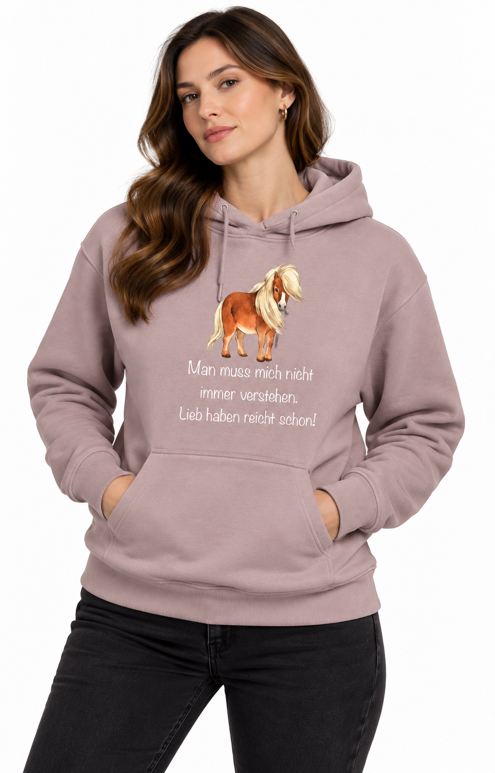 Hoodie Pferde Motiv + Spruch