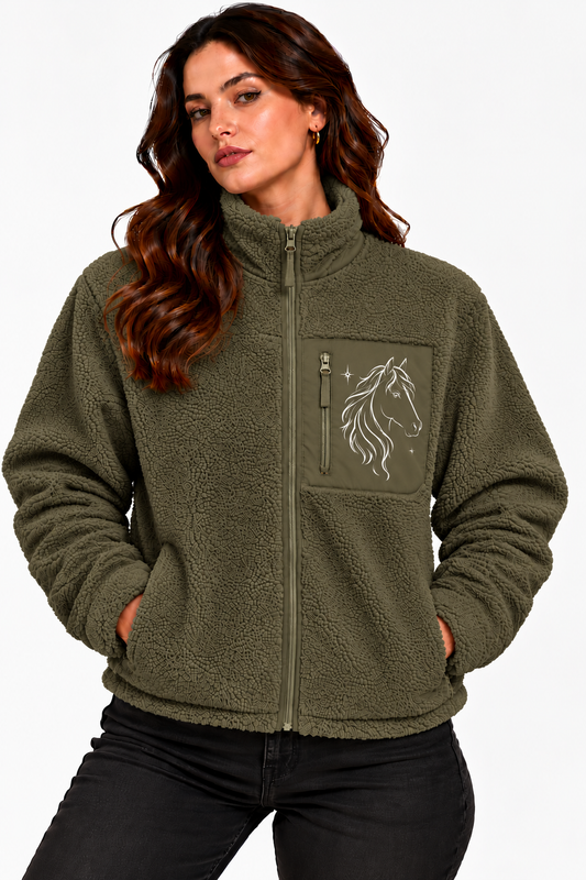 Teddy Sherpajacke "Pferdemotiv"