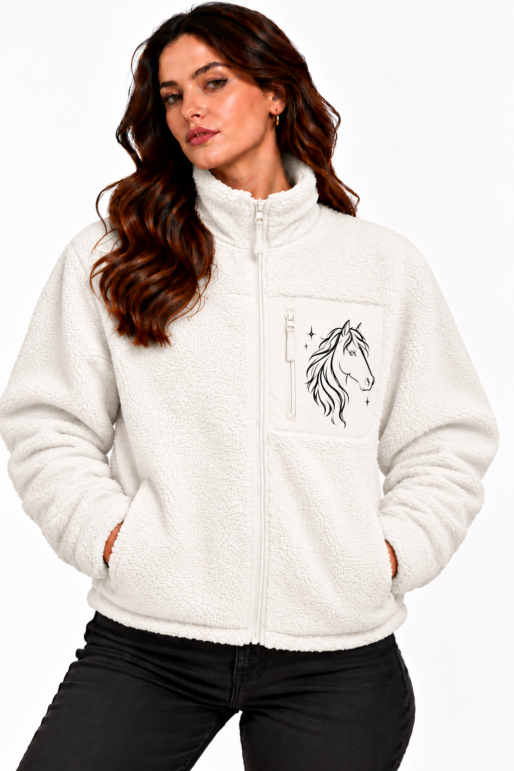 Teddy Sherpajacke "Pferdemotiv"